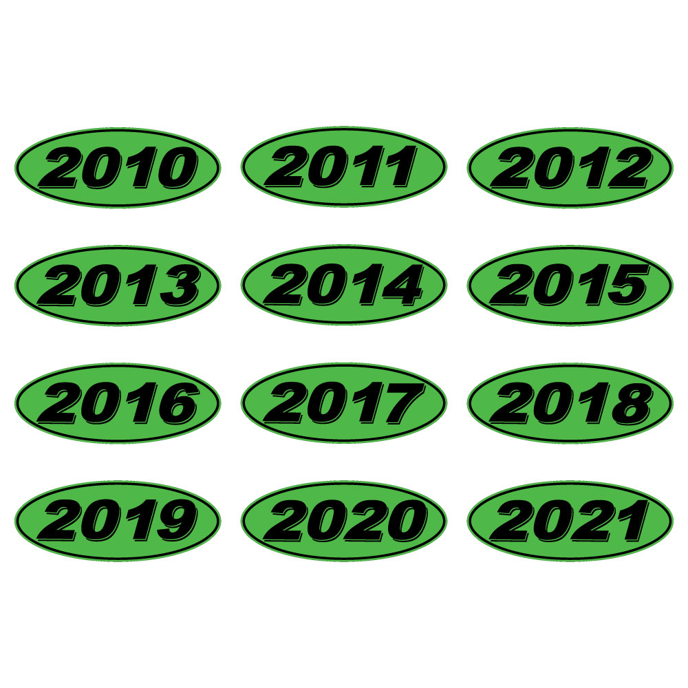 Black on Fluorescent Green Oval Model Years (EC-320)