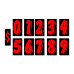 Windshield Numbers Red on Black