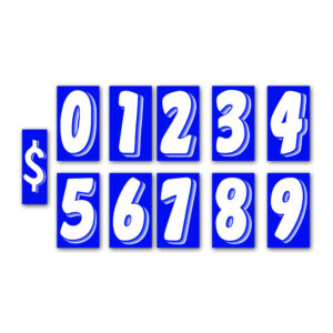 Windshield Numbers White on Blue