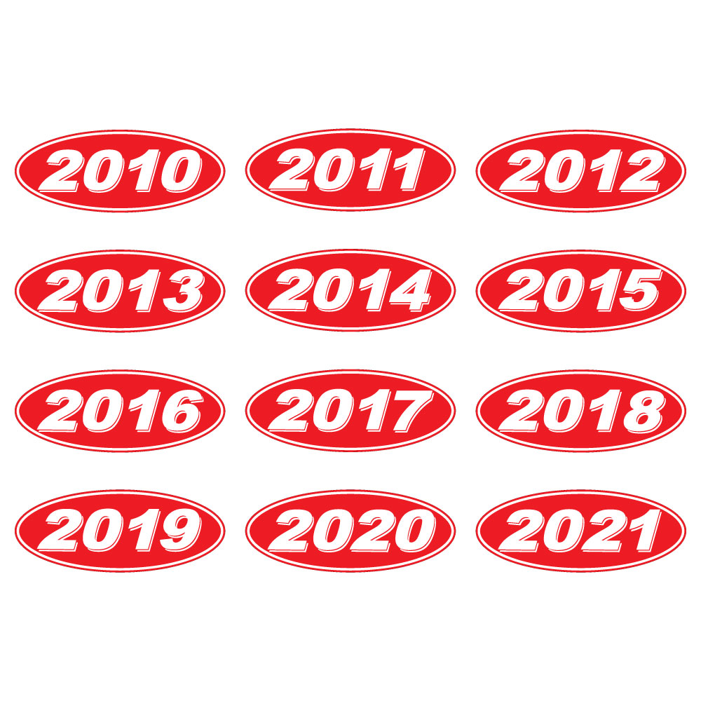 White on Red Oval Model Years (EC-314)