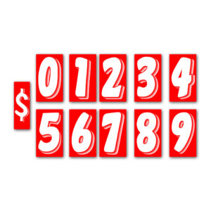 Windshield Numbers White on Red