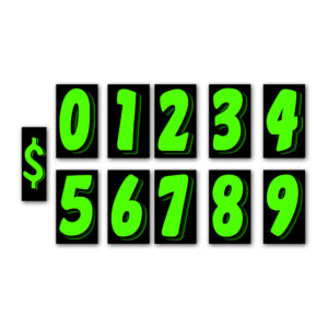 Windshield Numbers Green on Black