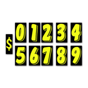 Windshield Numbers Yellow on Black