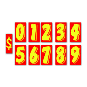 Windshield Numbers Yellow on Red