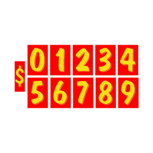 Windshield Numbers Yellow on Red (11.5 inch tall) EC-367