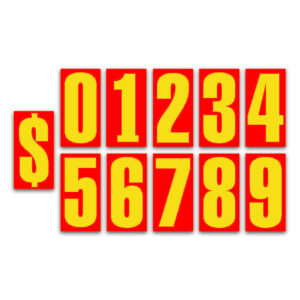 Windshield Numbers Red on Yellow (EC-365)