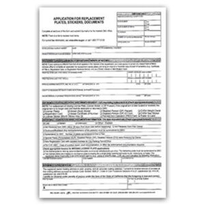 Application for Replacement Plate, Stickers (EC-F5100)