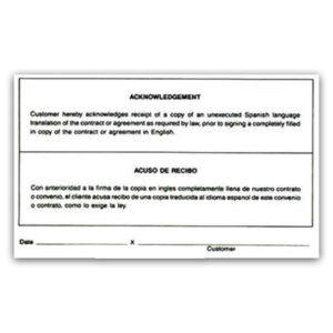 Bilingual (English-Spanish) Acknowledgment of Translation (EC-F675)