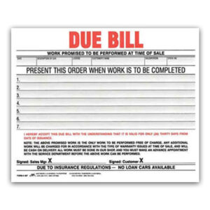 Due Bill 3 part (EC-F628)