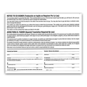 Notice to Cosigner 4 Part (EC-F644)